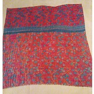 Kantha Designer Dish Towel Pink Teal/Forest Green Reversible Oversized DT5.